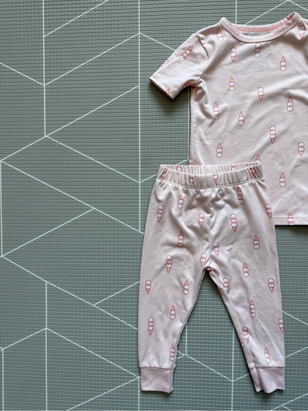 cloud island|Baby girl/toddler Light Pink Ice Cream Cone matching Pajama Set•18M
